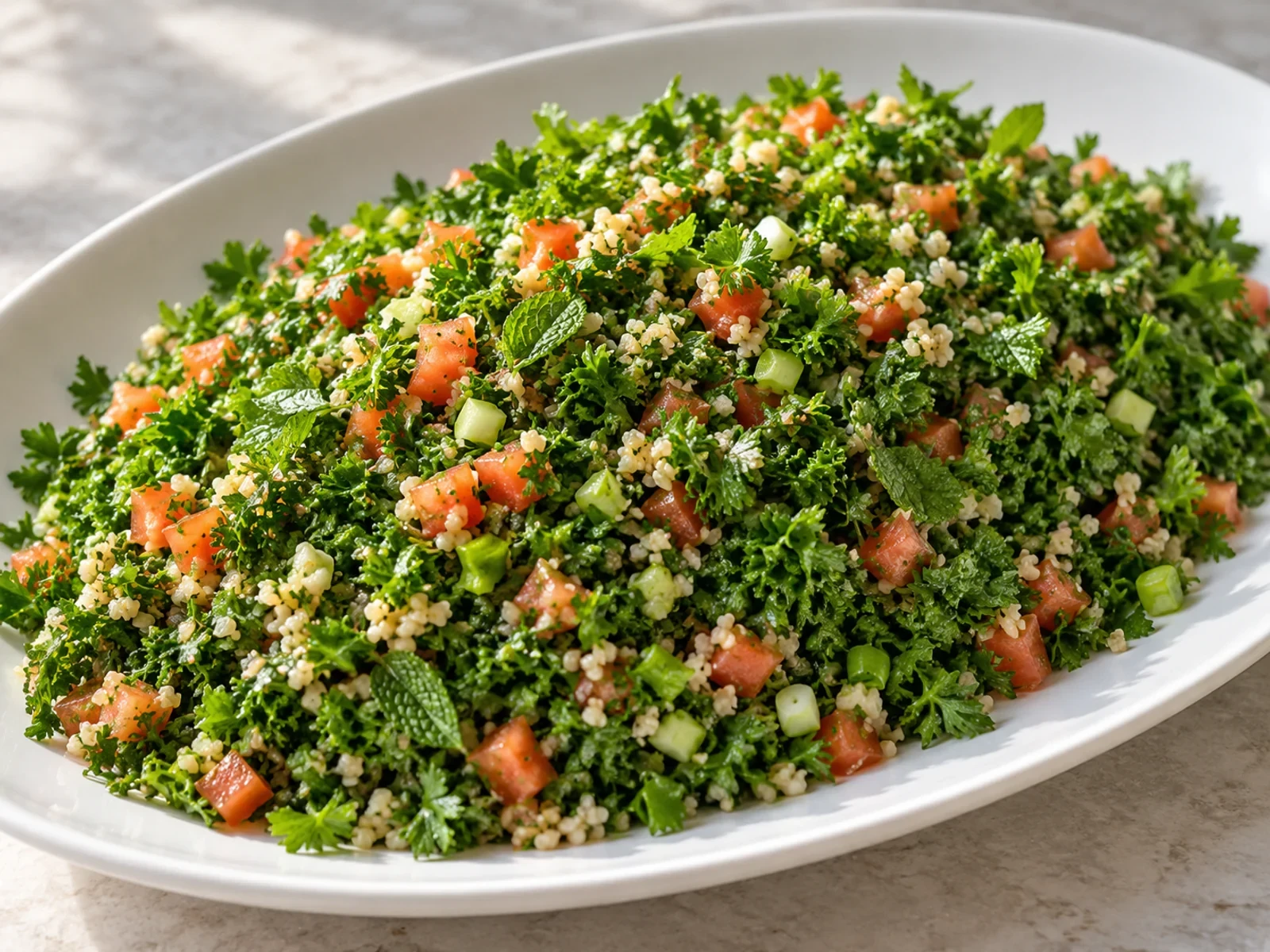 Maydanozlu Tabbouleh Salatası bitmiş yemek görünümü