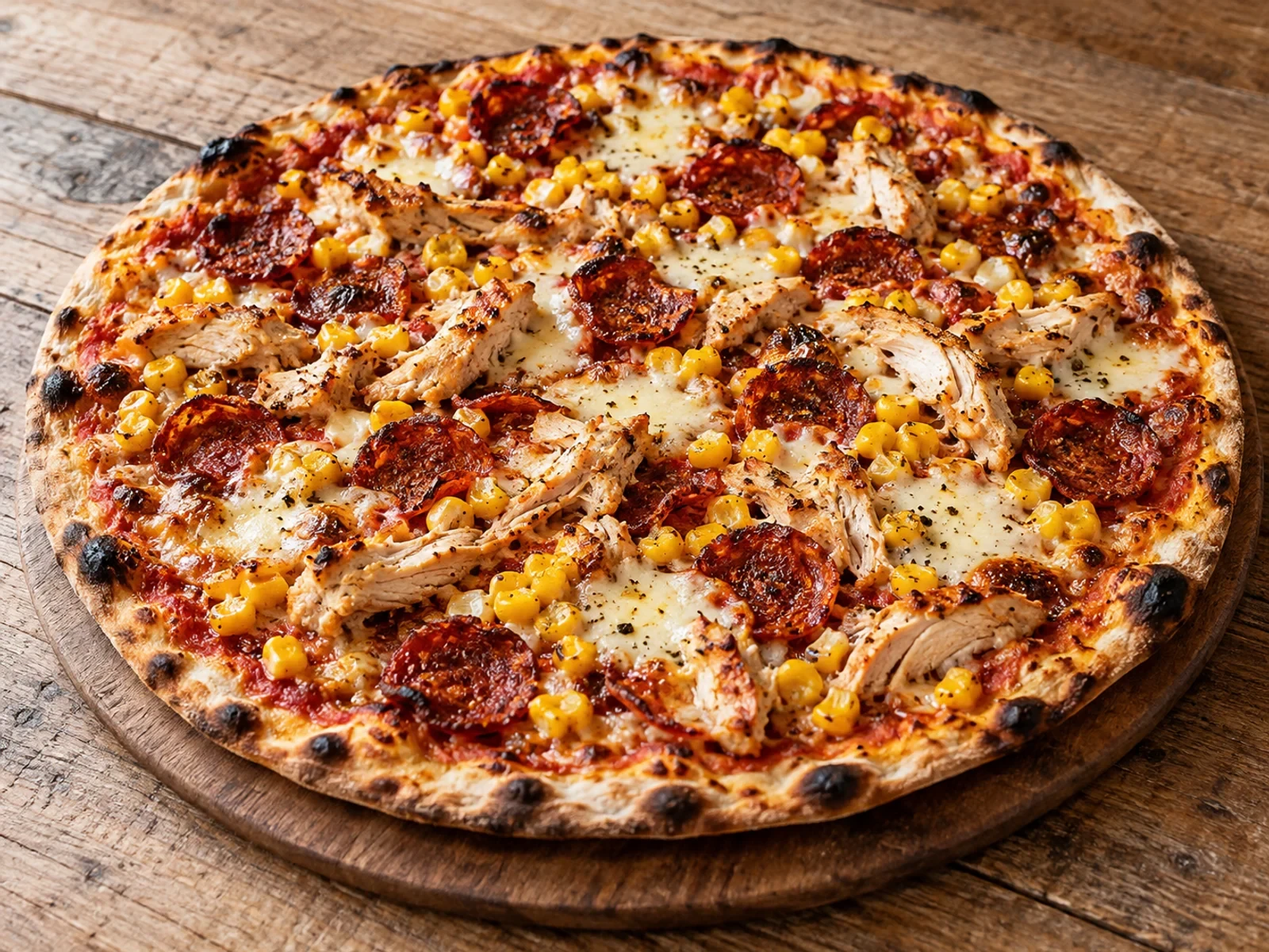 Mısır, Chorizo ve Tavuklu Pizza