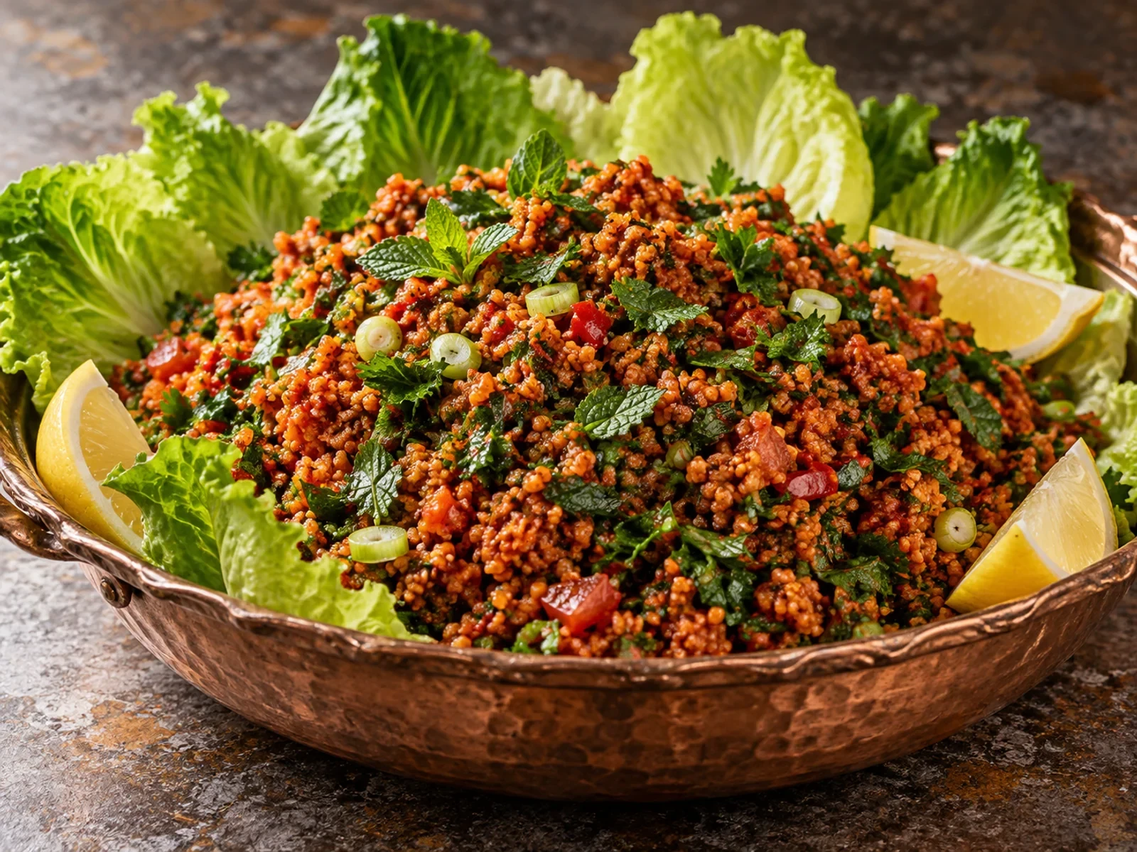 Nar Ekşili Kısır bitmiş yemek görünümü