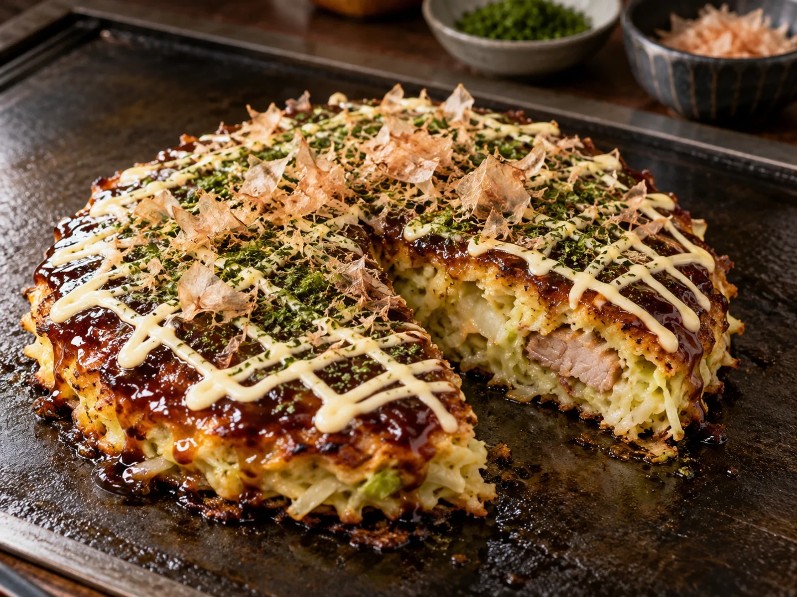 Osaka Usulü Domuz Etli Okonomiyaki