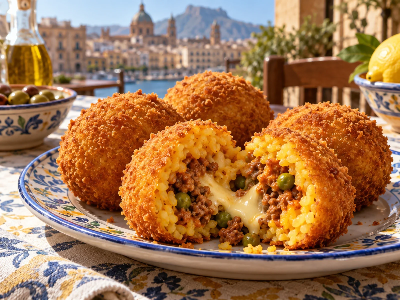 Sicilya Usulü Et Ragulu Arancini bitmiş yemek görünümü