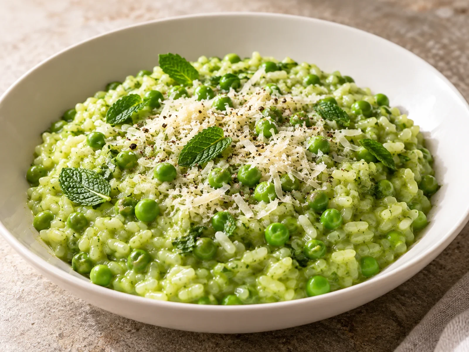 Taze Bezelyeli Naneli Risotto
