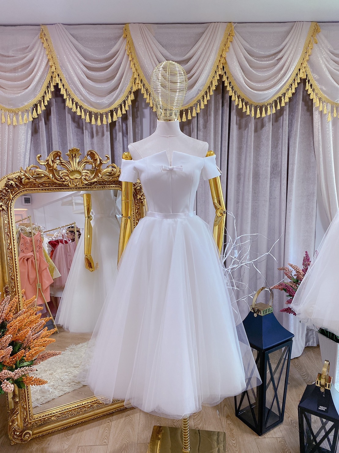 POEM13 เสื้อปาดไหล่โบว์-กระโปรง5แบบ