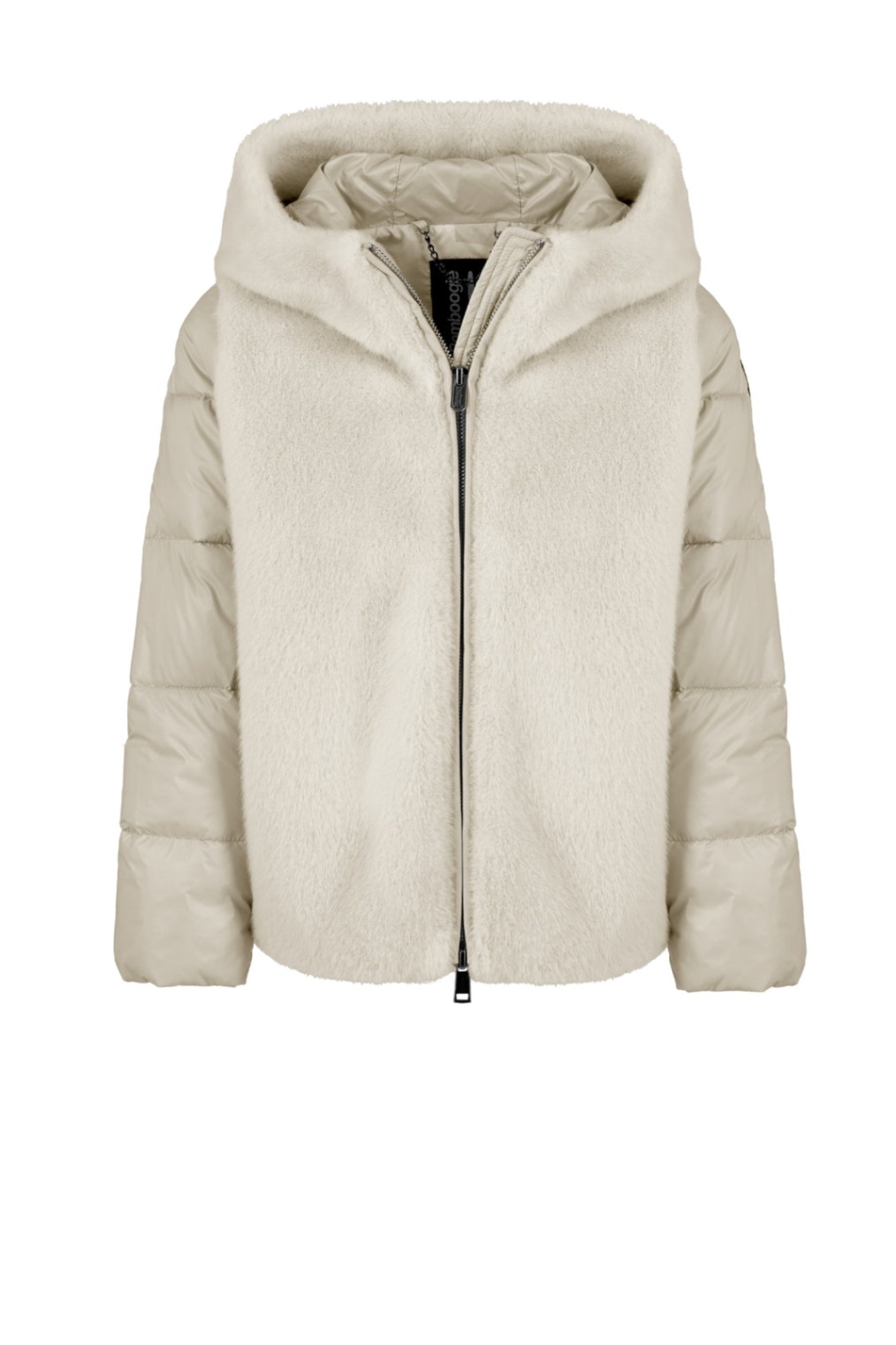 Giacca da bambina bimaterica con cappuccio - Image 1