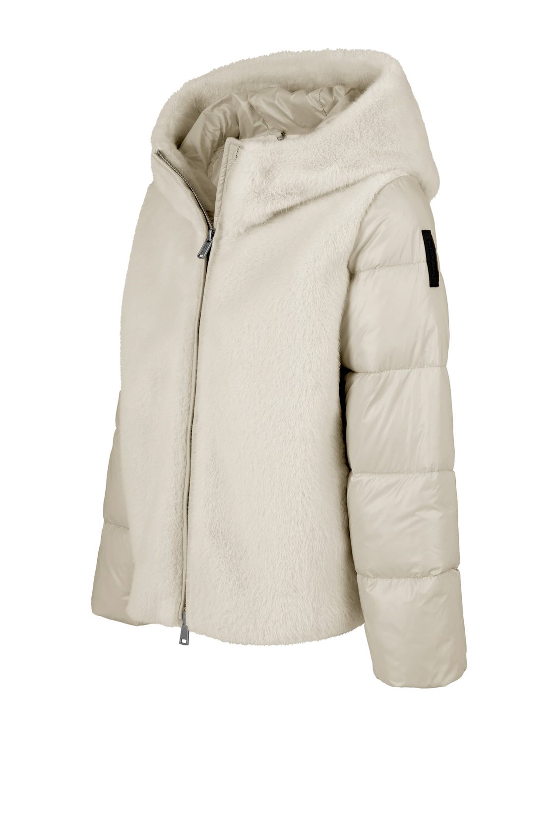 Giacca da bambina bimaterica con cappuccio - Image 2