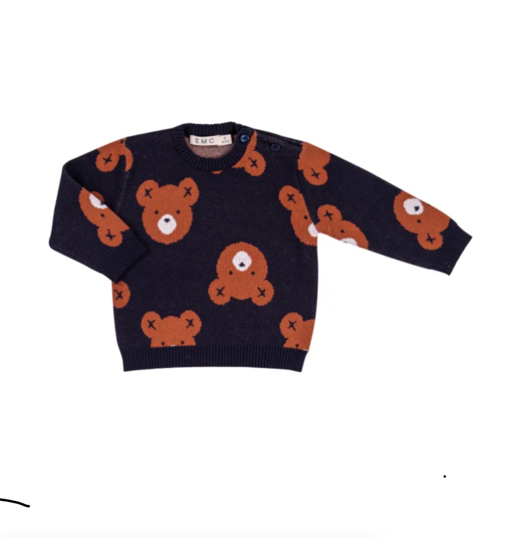 Maglione in cotone doppiato con orsetti  - Image 1