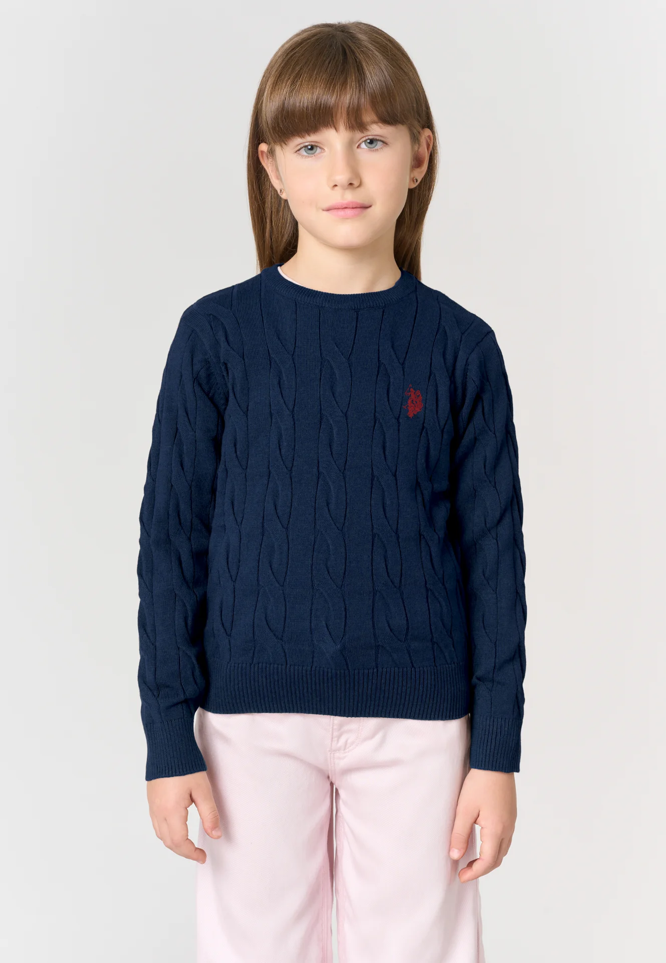 Maglione girocollo a trecce in misto cotone - Image 1