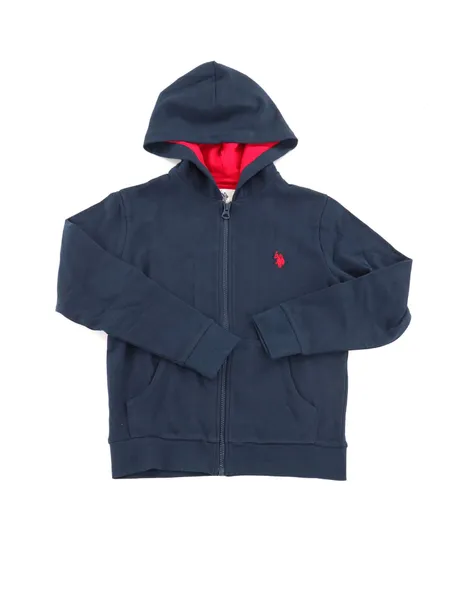 Felpa con cappuccio e zip in misto cotone spazzolato