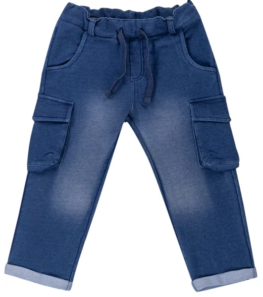 Pantalone in felpa effetto denim con tasconi