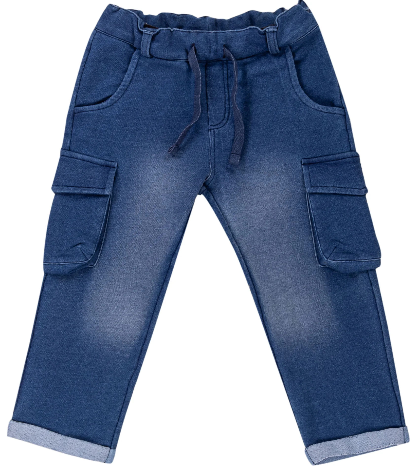 Pantalone in felpa effetto denim con tasconi - Image 1