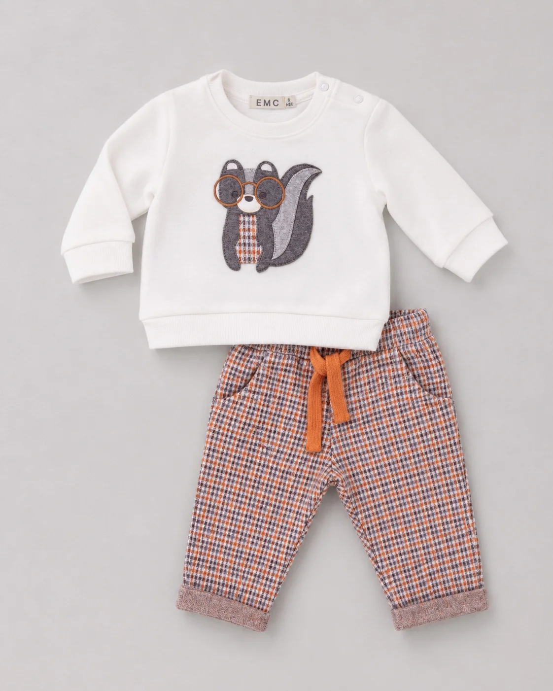 Completo con felpa e pantalone a quadretti - Immagine 1