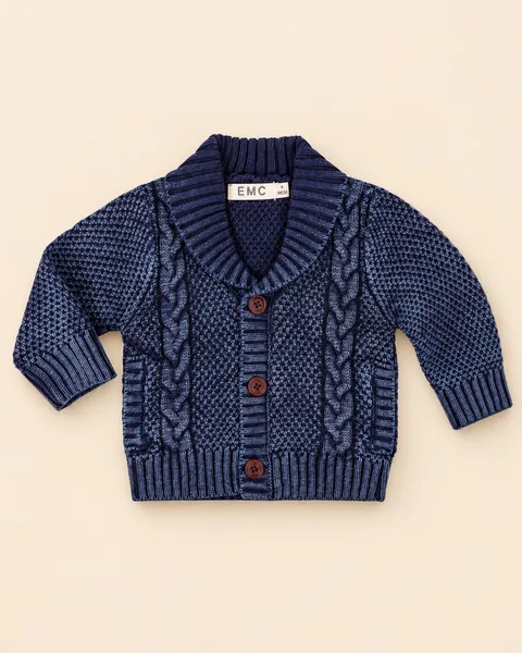 Cardigan con collo a scialle e trecce