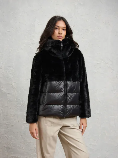 Giubbotto in ecopelliccia e nylon Fanevil