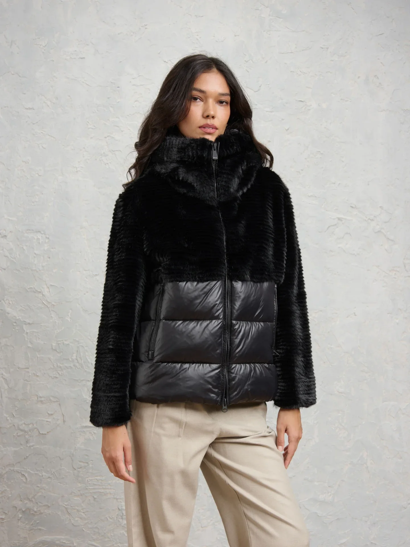 Giubbotto in ecopelliccia e nylon Fanevil - Immagine 1