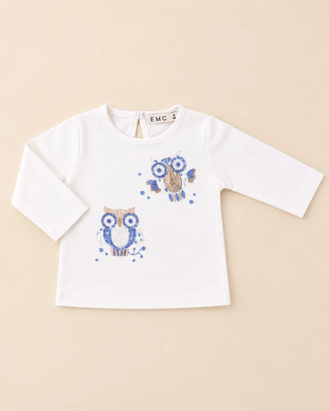 Maglia con gufetti applicati e paillettes - Immagine 1