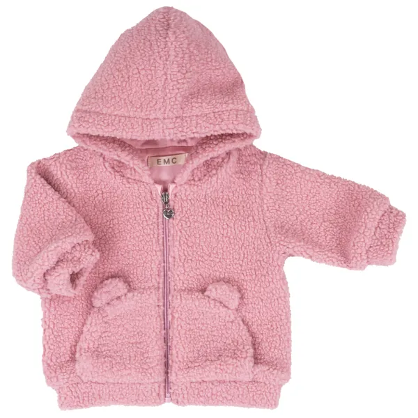 Giacca in teddy con cappuccio e orecchie