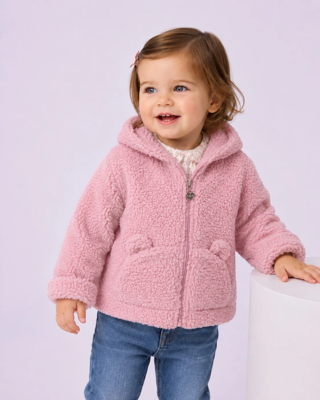 Giacca in teddy con cappuccio e orecchie - Image 2