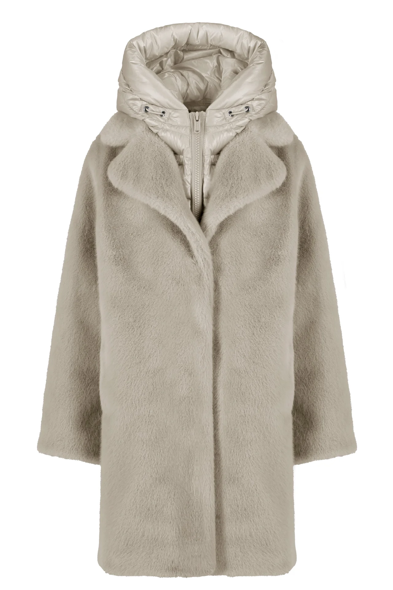 Cappotto lungo in ecopelliccia con cappuccio - Immagine 1