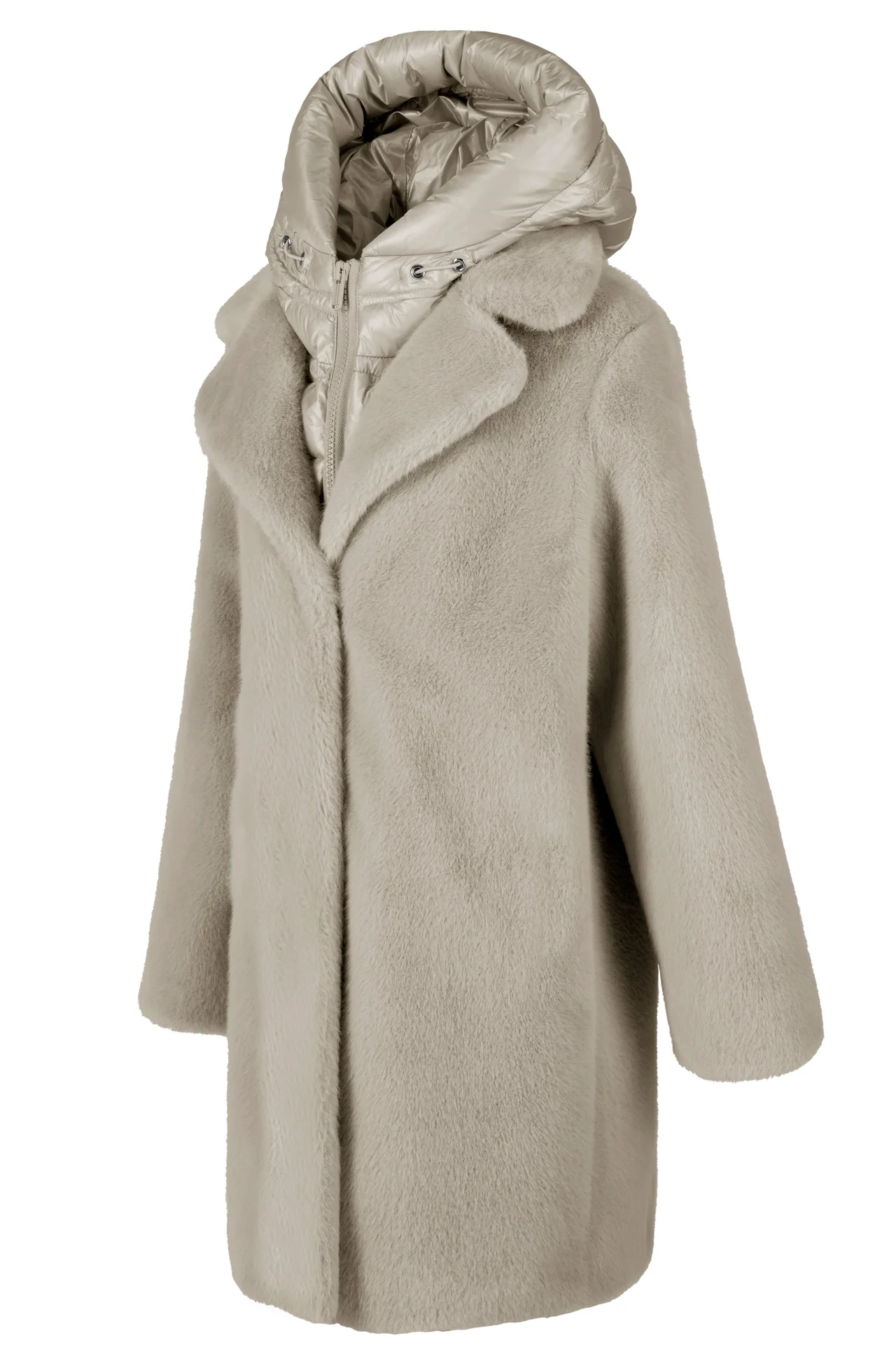 Cappotto lungo in ecopelliccia con cappuccio - Immagine 2