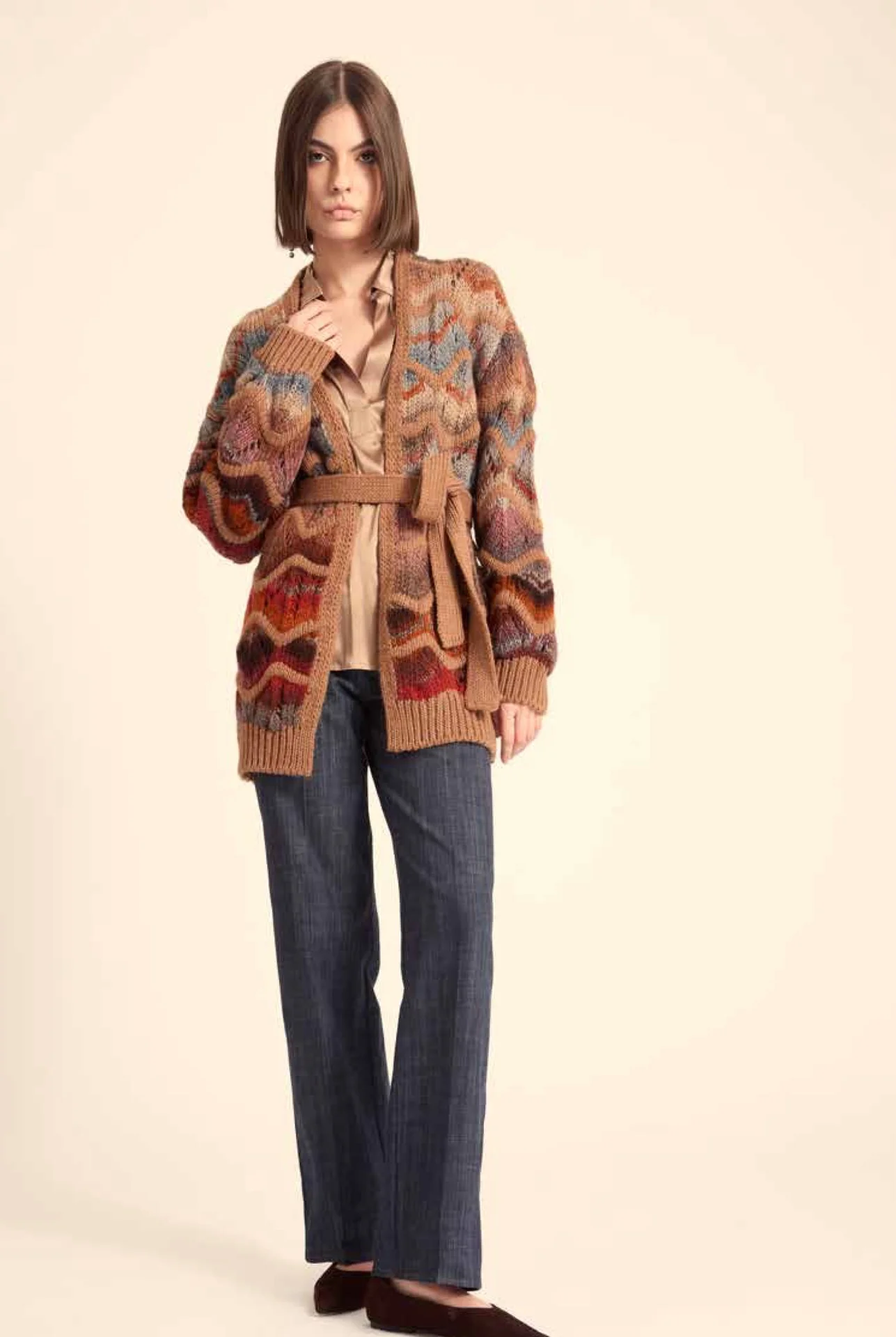 Pantalone regular in jeans con dettagli in finta pelle - Immagine 1