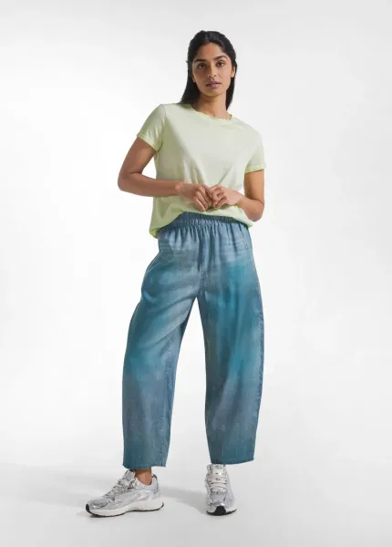 Pantaloni balloon denim effect blu