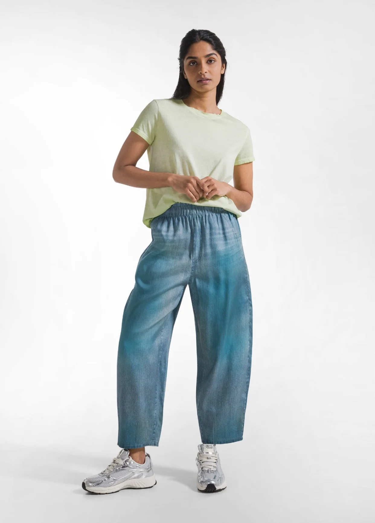Pantaloni balloon denim effect blu - Immagine 1