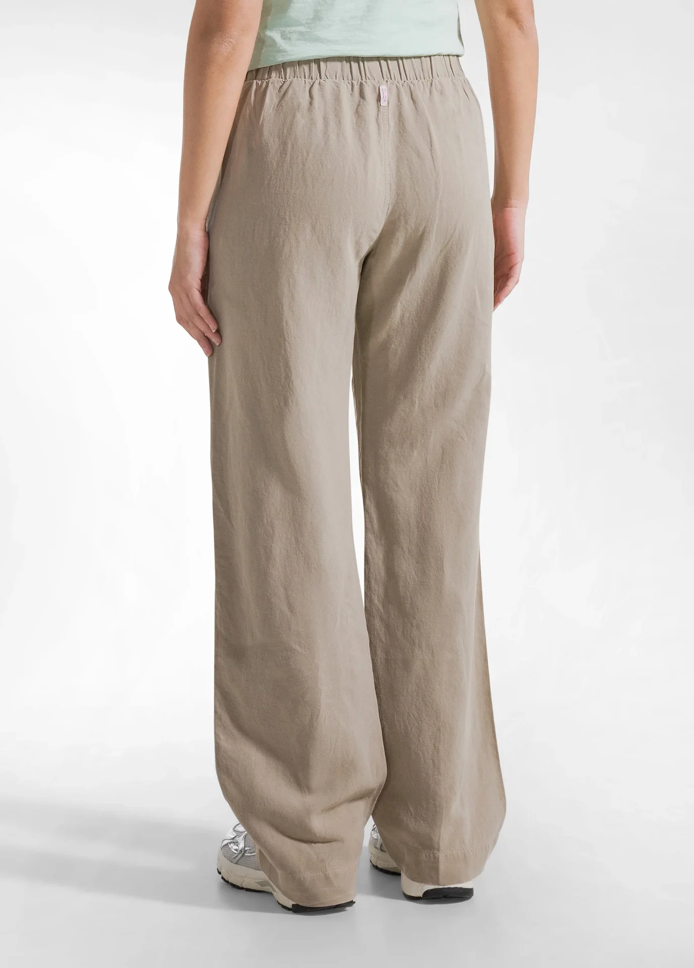 Pantaloni dritti in lino fiammato beige - Image 3