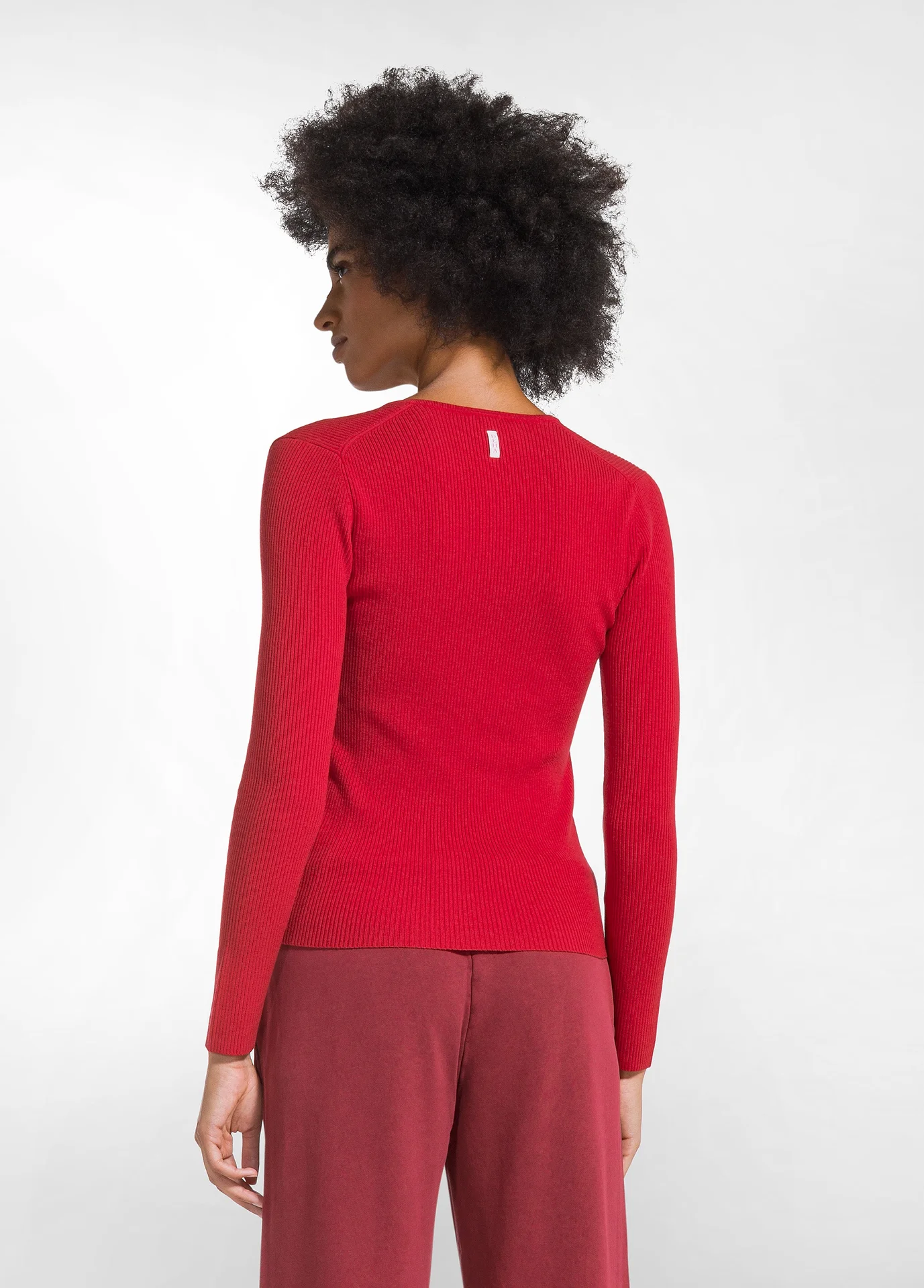 Maglia in lana a coste con scollo a V - Image 2