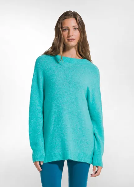 Maglione lungo in alpaca con scollo a V sul retro