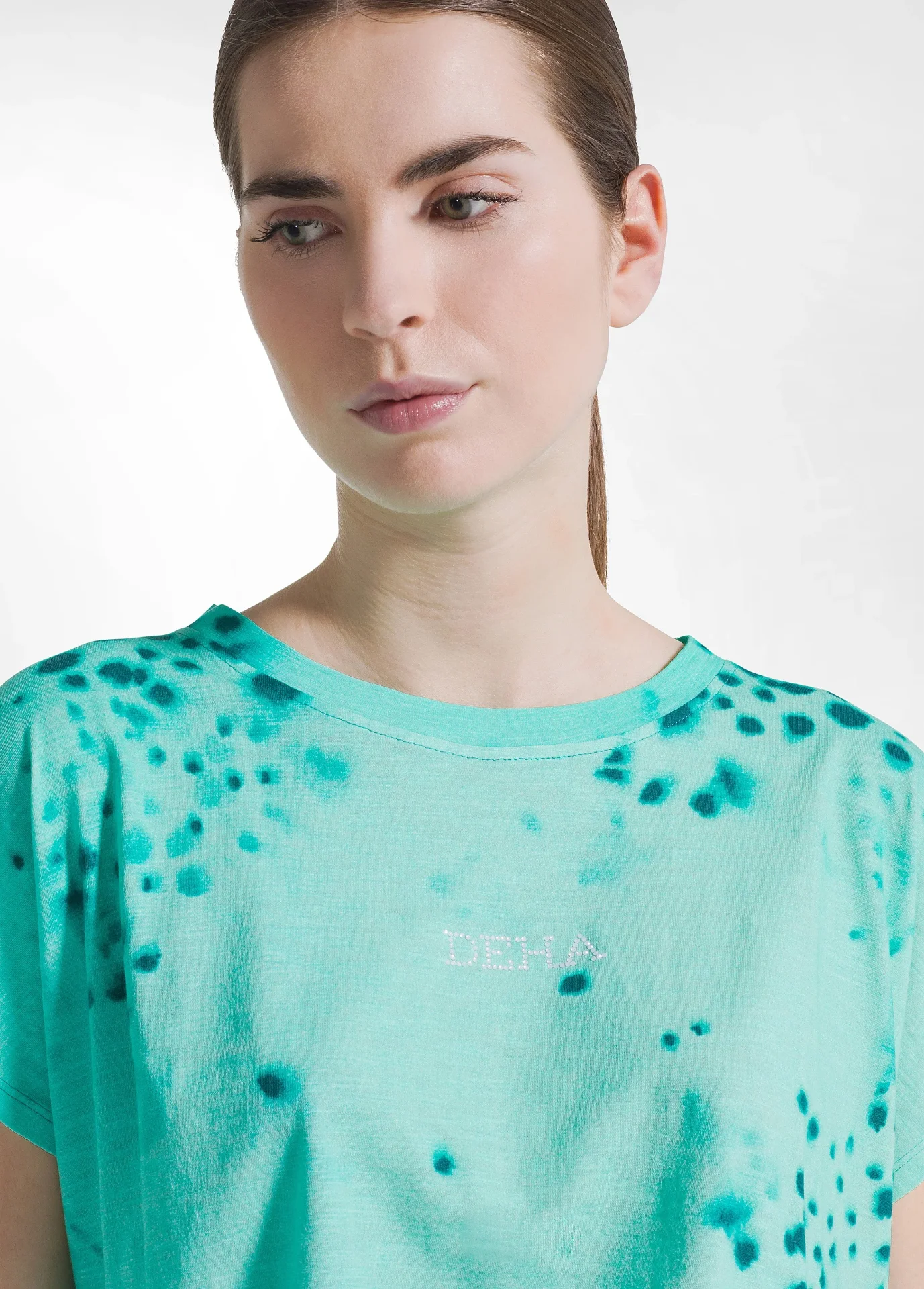 T-shirt in cotone fiammato all-over blu - Image 2