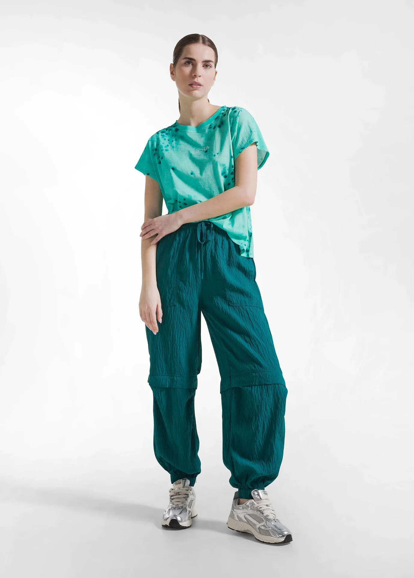 T-shirt in cotone fiammato all-over blu - Image 1