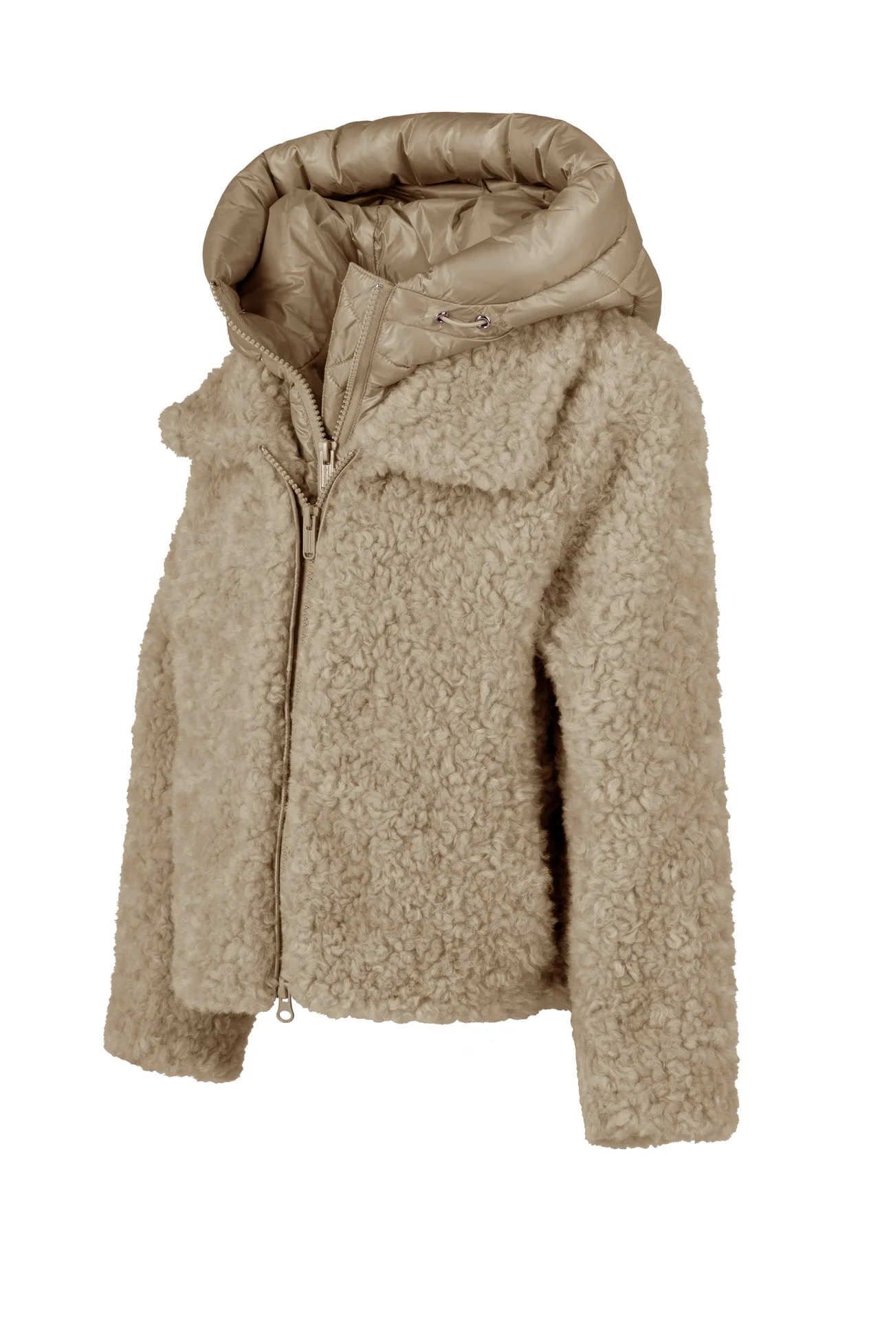 Cappotto corto bimaterico in ecopelliccia - Image 2