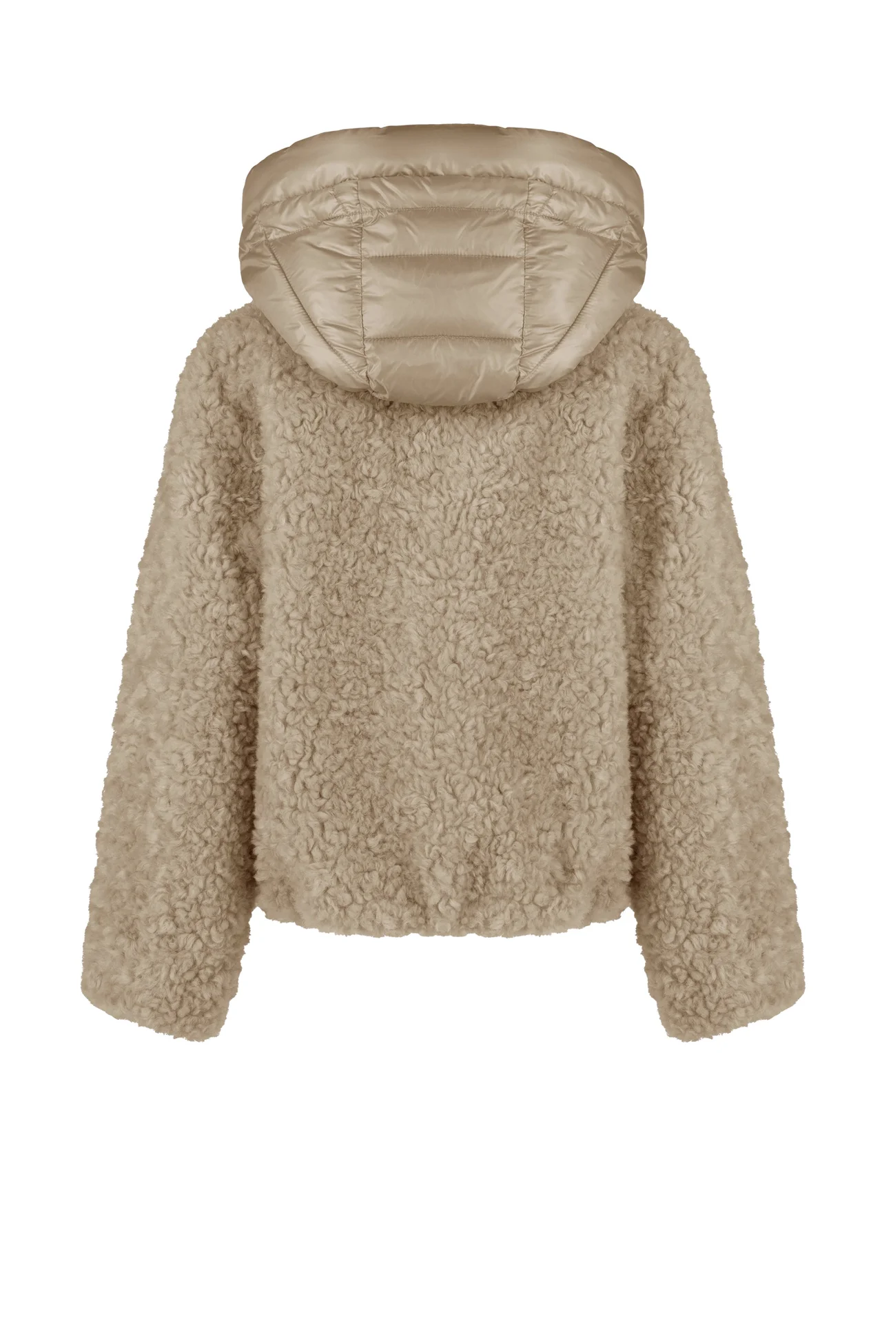 Cappotto corto bimaterico in ecopelliccia - Image 3
