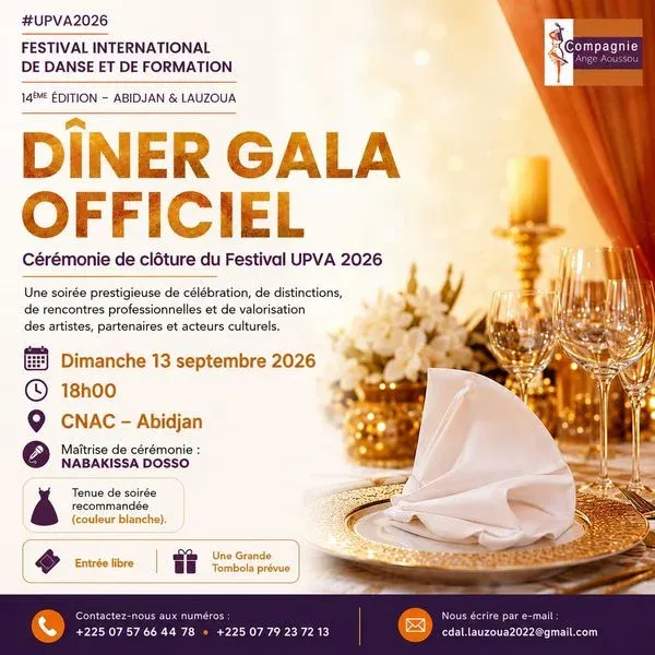 Dîner gala de clôture – CNAC, Treichville, Compagnie Ange Aoussou, Lauzoua