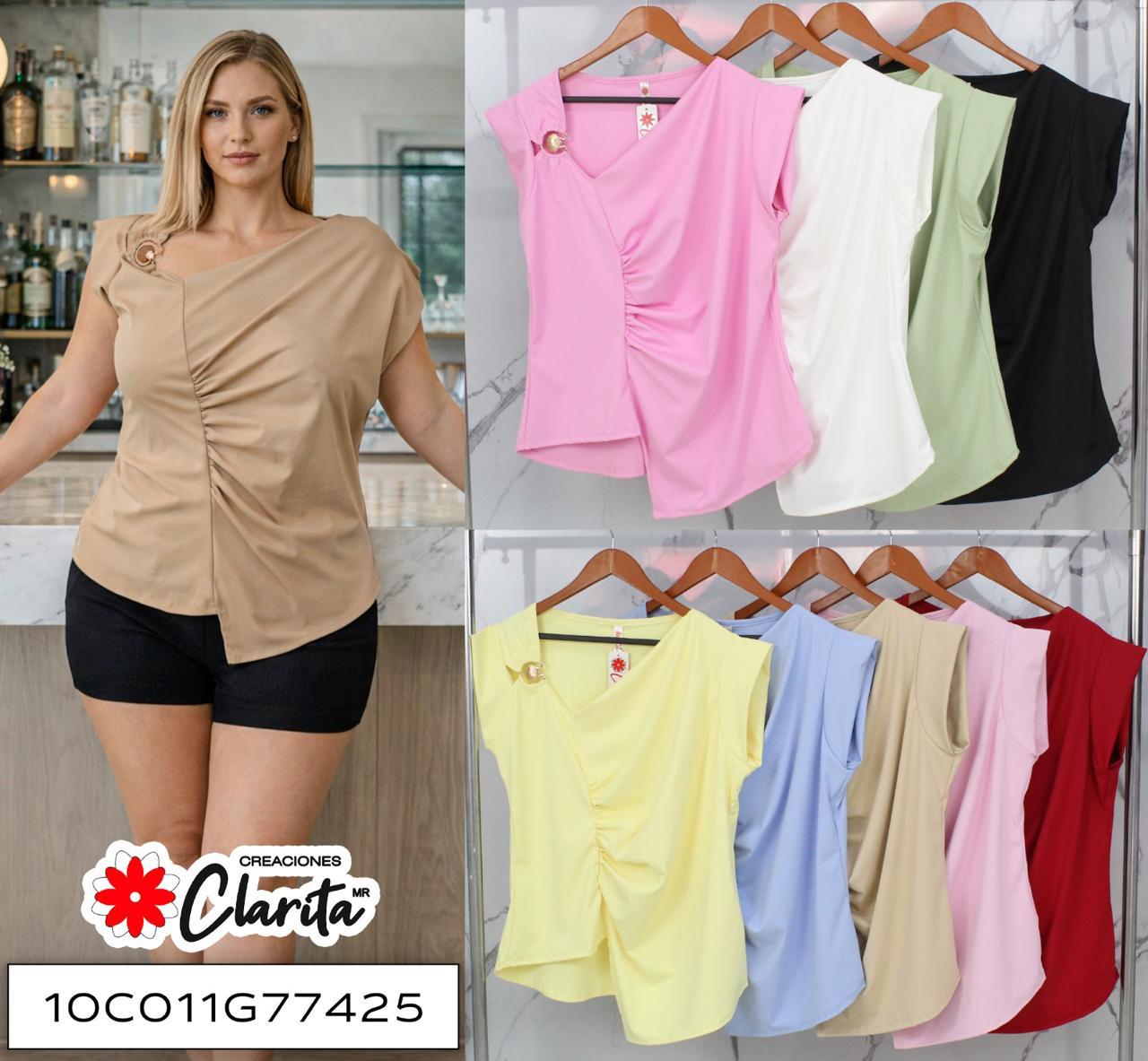 Blusa curvy drapeada asimétrica escote V