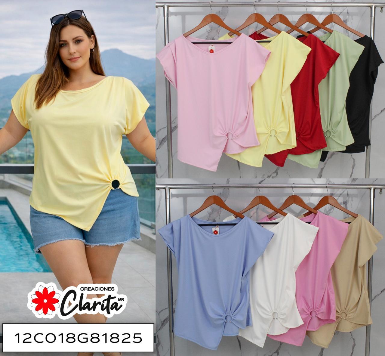 Blusa curvy lisa con argolla lateral