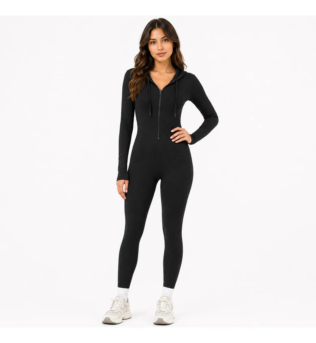 Enterizo Deportivo Manga Larga Pantalón Ajustado Para Mujer