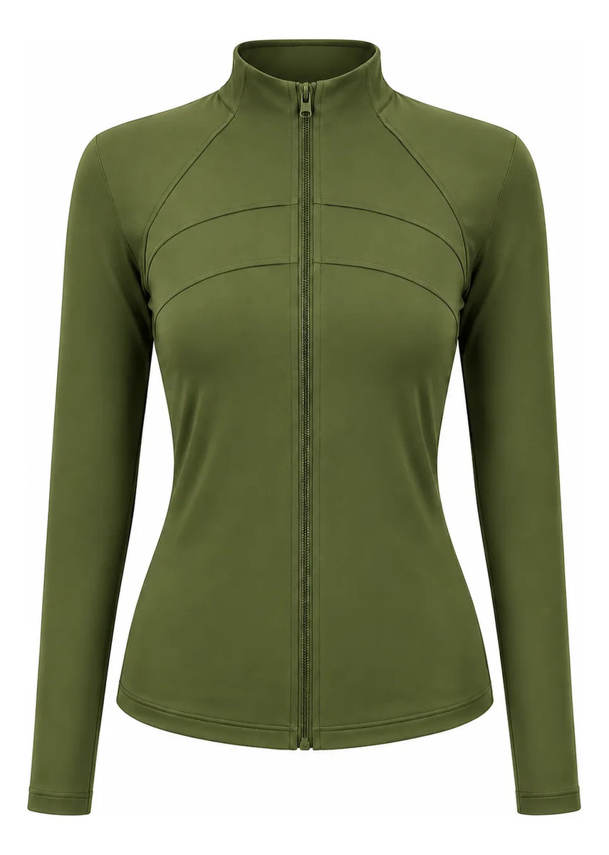Sudadera Ajustada Tipo Yoga Con Cierre Cuello Alto Para Dama