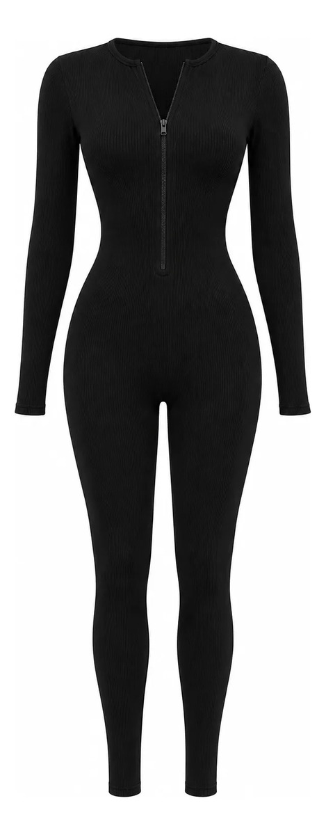 Enterizo Pantalon Manga Larga Liso Con Cierre Frontal
