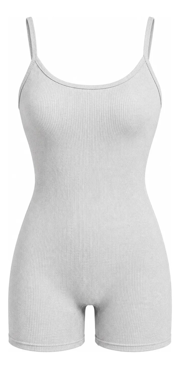 Enterizo Short De Tirantes Ajustado Liso De Moda Para Mujer