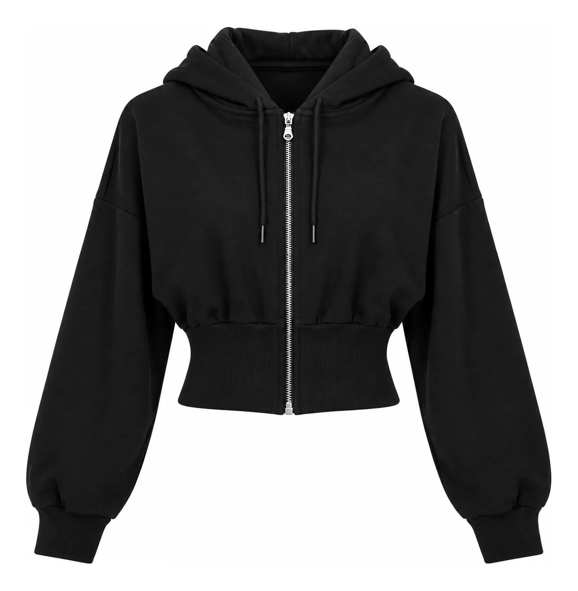 Hoodie Cintura Ajustada Con Cierre Y Capucha Ajustable Mujer