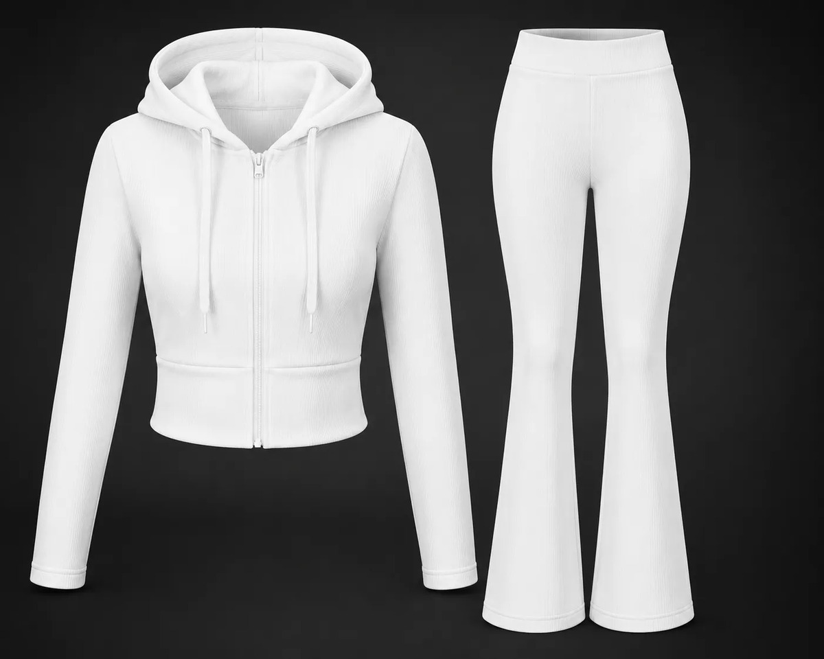 Conjunto 2 Pz Dama Acanalado Sudadera Y Leggins Acampanados