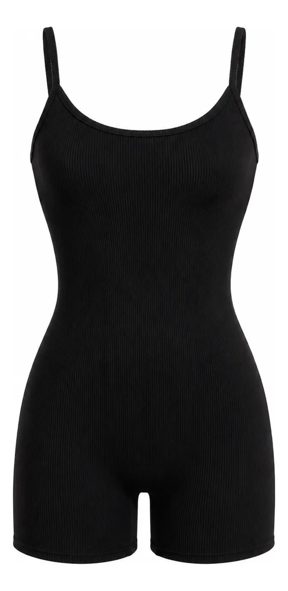 Enterizo Short De Tirantes Ajustado Liso De Moda Para Mujer