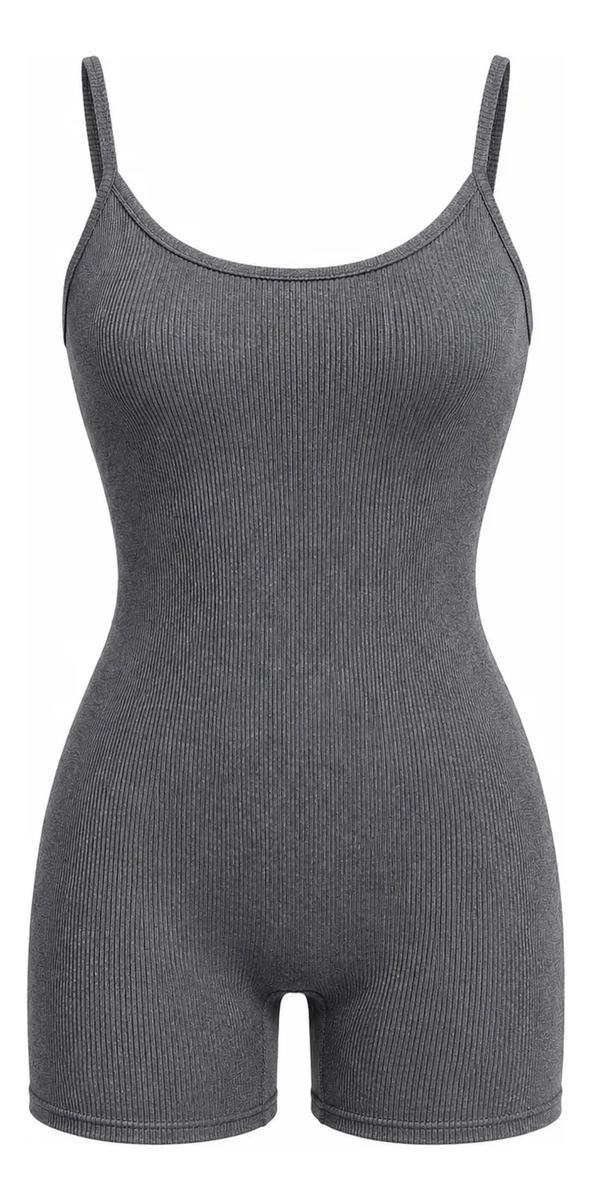 Enterizo Short De Tirantes Ajustado Liso De Moda Para Mujer