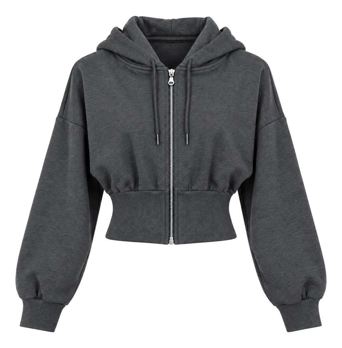 Hoodie Cintura Ajustada Con Cierre Y Capucha Ajustable Mujer