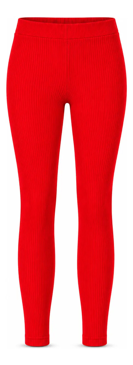 Leggings Para Dama Liso Corte Skinny Tela Acanalada Stretch