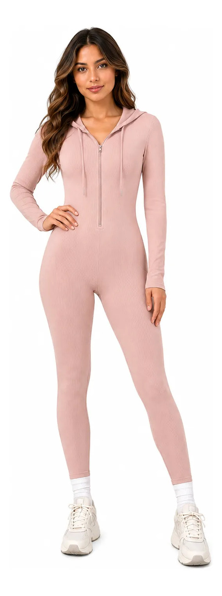 Enterizo Deportivo Manga Larga Pantalón Ajustado Para Mujer