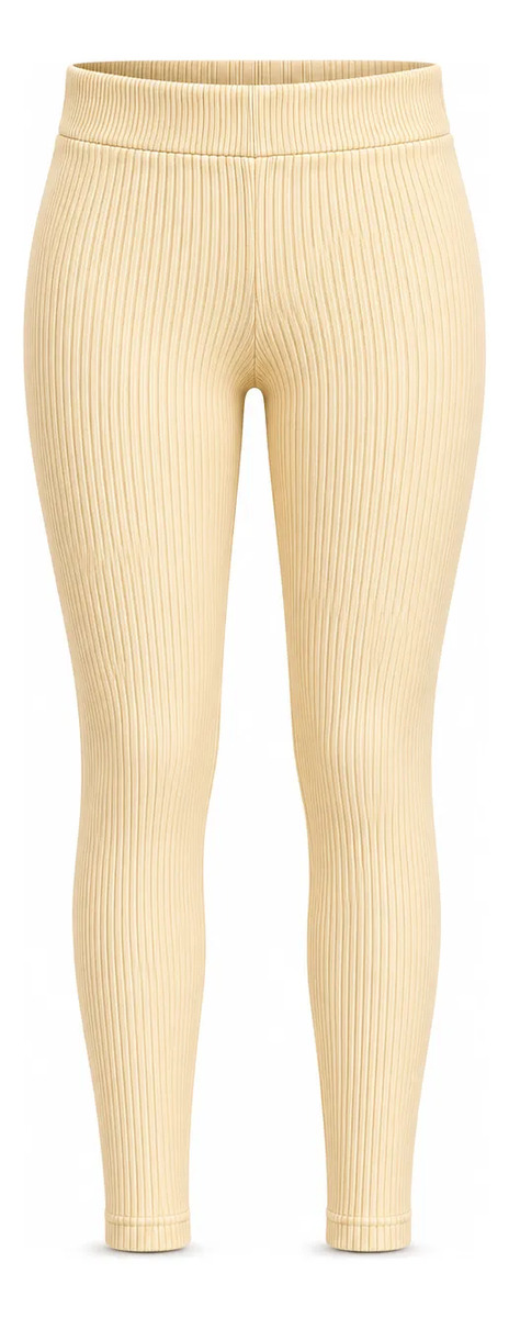 Leggings Para Dama Liso Corte Skinny Tela Acanalada Stretch