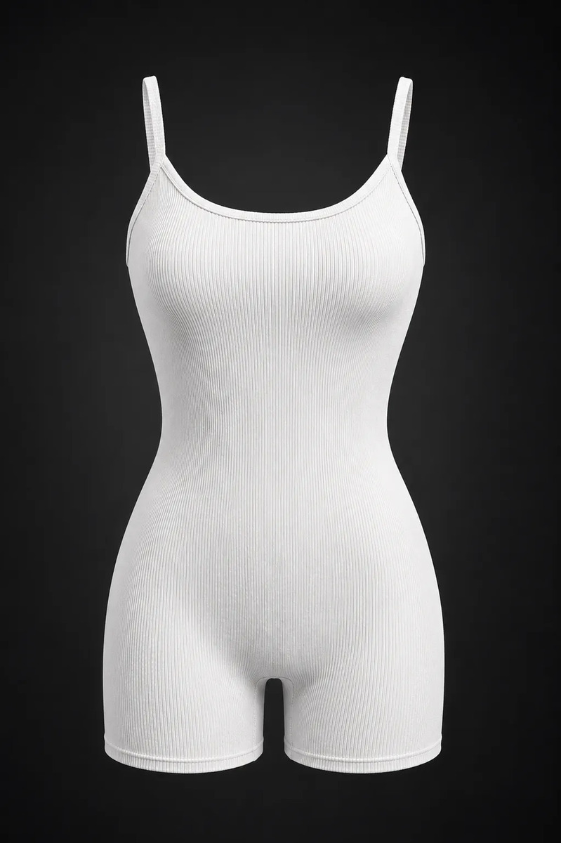 Enterizo Short De Tirantes Ajustado Liso De Moda Para Mujer