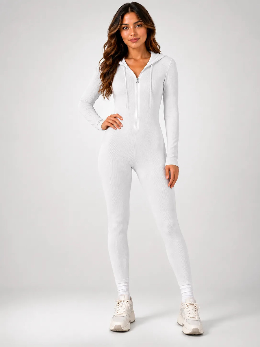 Enterizo Deportivo Manga Larga Pantalón Ajustado Para Mujer